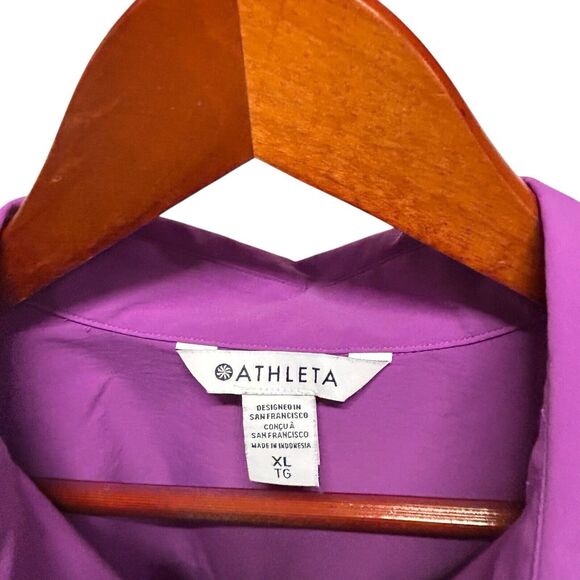 Athleta Jazzy Purple Button Down Shirt With Zipper Pocket  Women’s Size XL - Picture 2 of 14